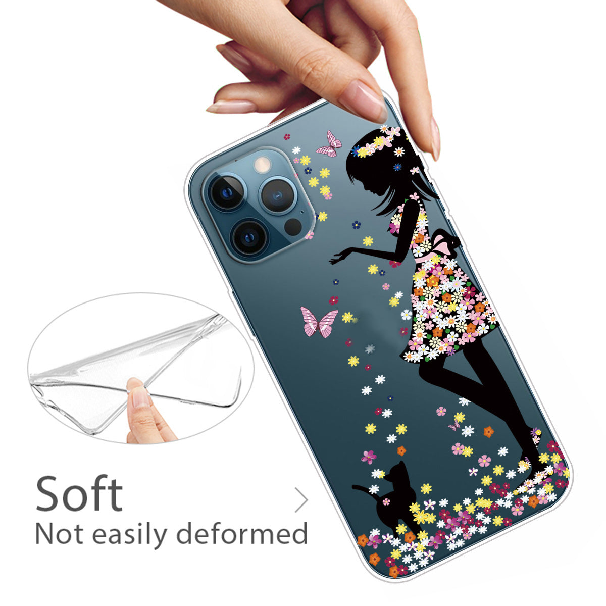 Slim Clear Pattern Printing Soft TPU Back Phone Protective Cover Case for iPhone 13 Pro 6.1 inch