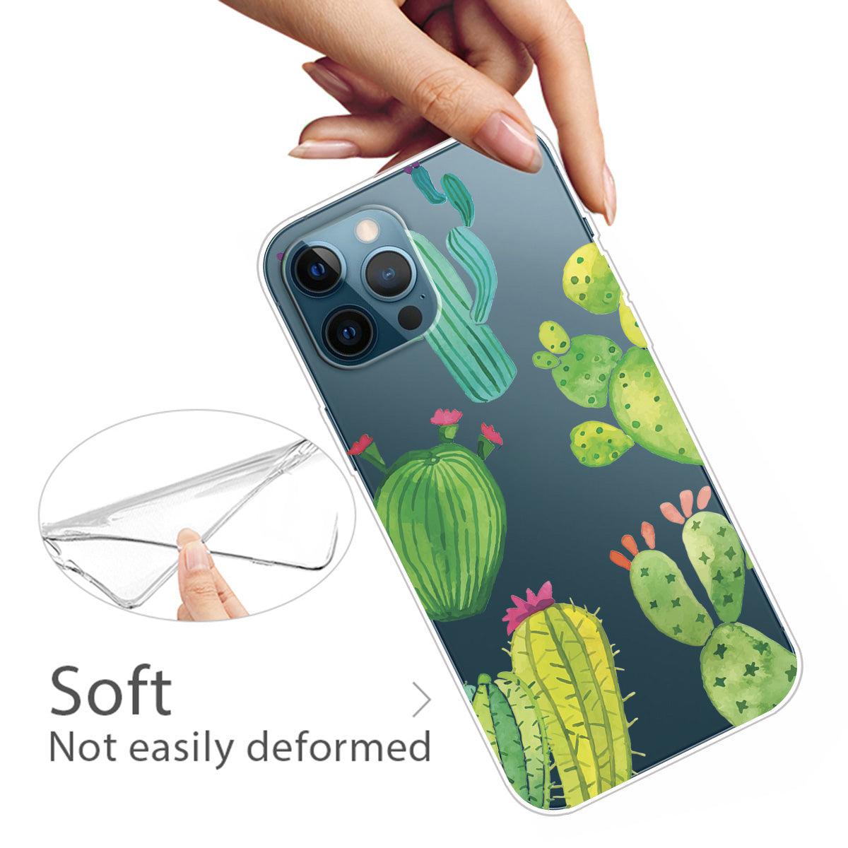 Slim Clear Pattern Printing Soft TPU Back Phone Protective Cover Case for iPhone 13 Pro 6.1 inch