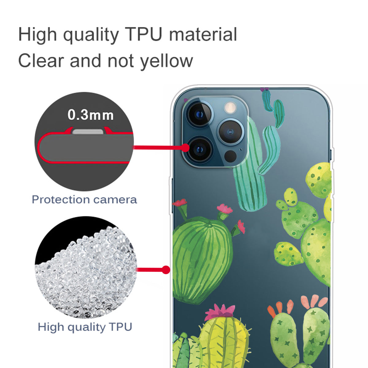 Slim Clear Pattern Printing Soft TPU Back Phone Protective Cover Case for iPhone 13 Pro 6.1 inch