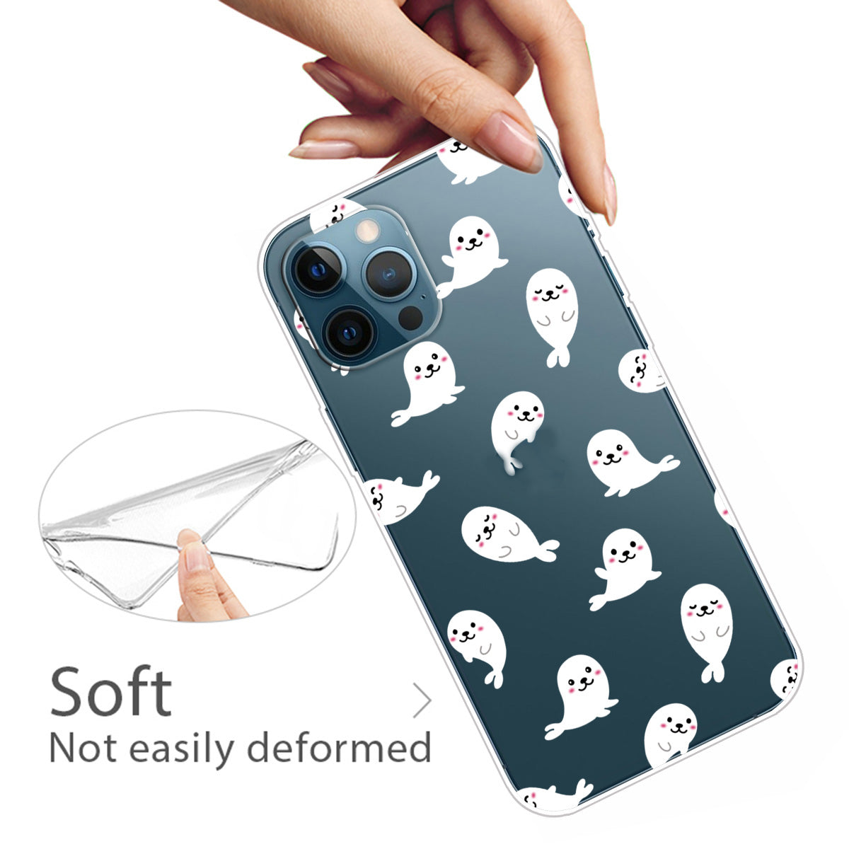Slim Clear Pattern Printing Soft TPU Back Phone Protective Cover Case for iPhone 13 Pro 6.1 inch