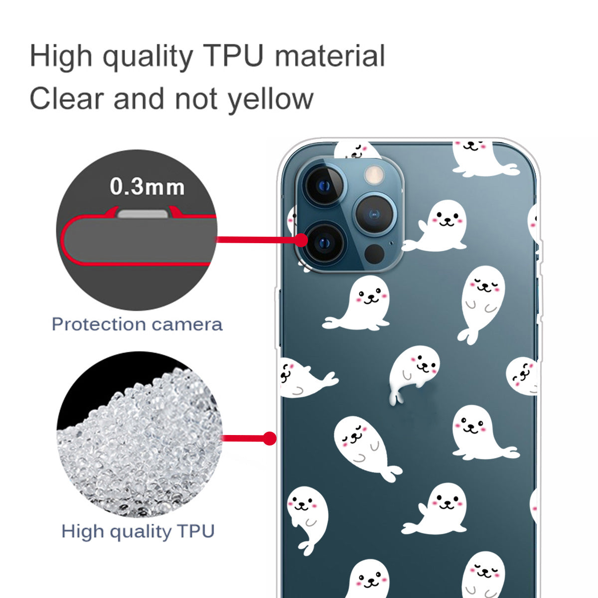 Slim Clear Pattern Printing Soft TPU Back Phone Protective Cover Case for iPhone 13 Pro 6.1 inch