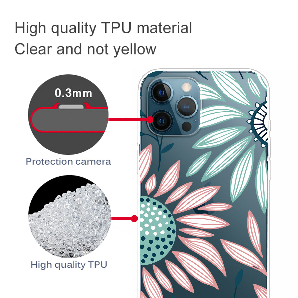 Ultra Slim Pattern Printing Flexible Light Weight TPU Protective Case for iPhone 13 Pro Max 6.7 inch