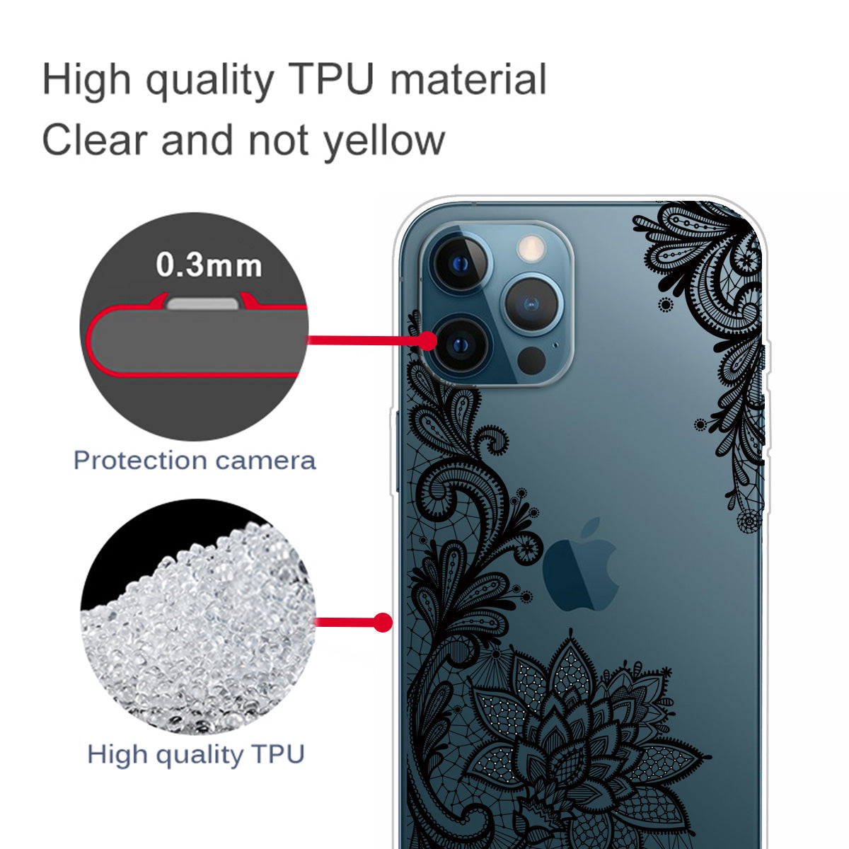 Ultra Slim Pattern Printing Flexible Light Weight TPU Protective Case for iPhone 13 Pro Max 6.7 inch