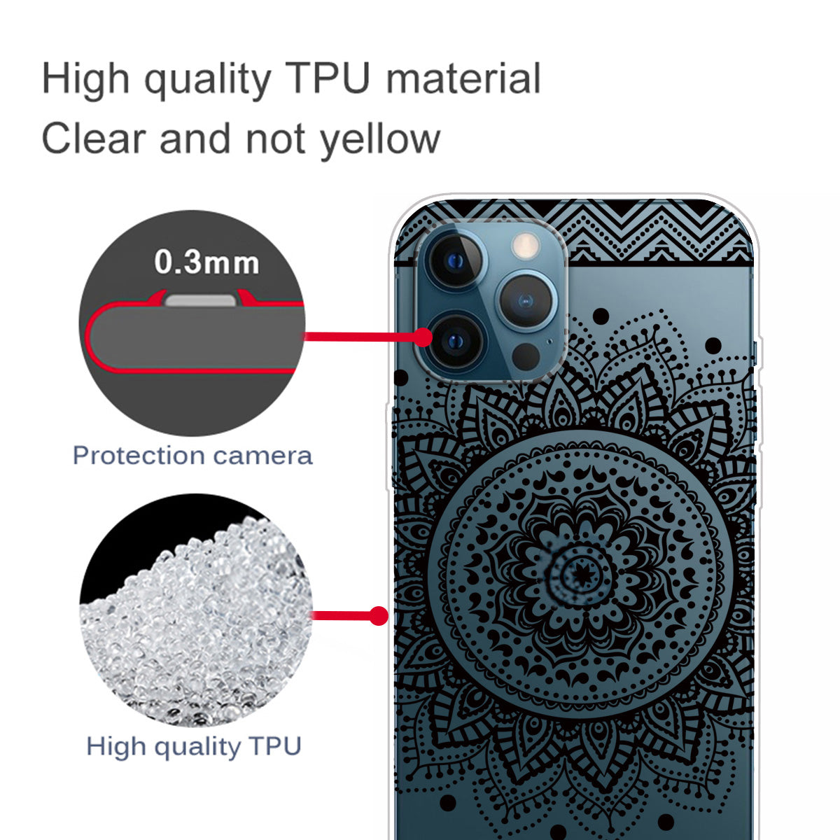Ultra Slim Pattern Printing Flexible Light Weight TPU Protective Case for iPhone 13 Pro Max 6.7 inch