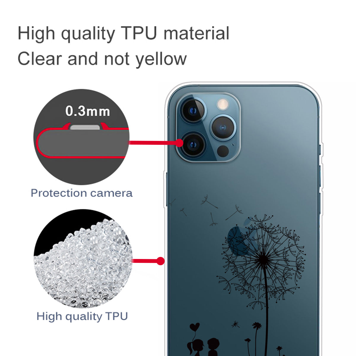 Ultra Slim Pattern Printing Flexible Light Weight TPU Protective Case for iPhone 13 Pro Max 6.7 inch