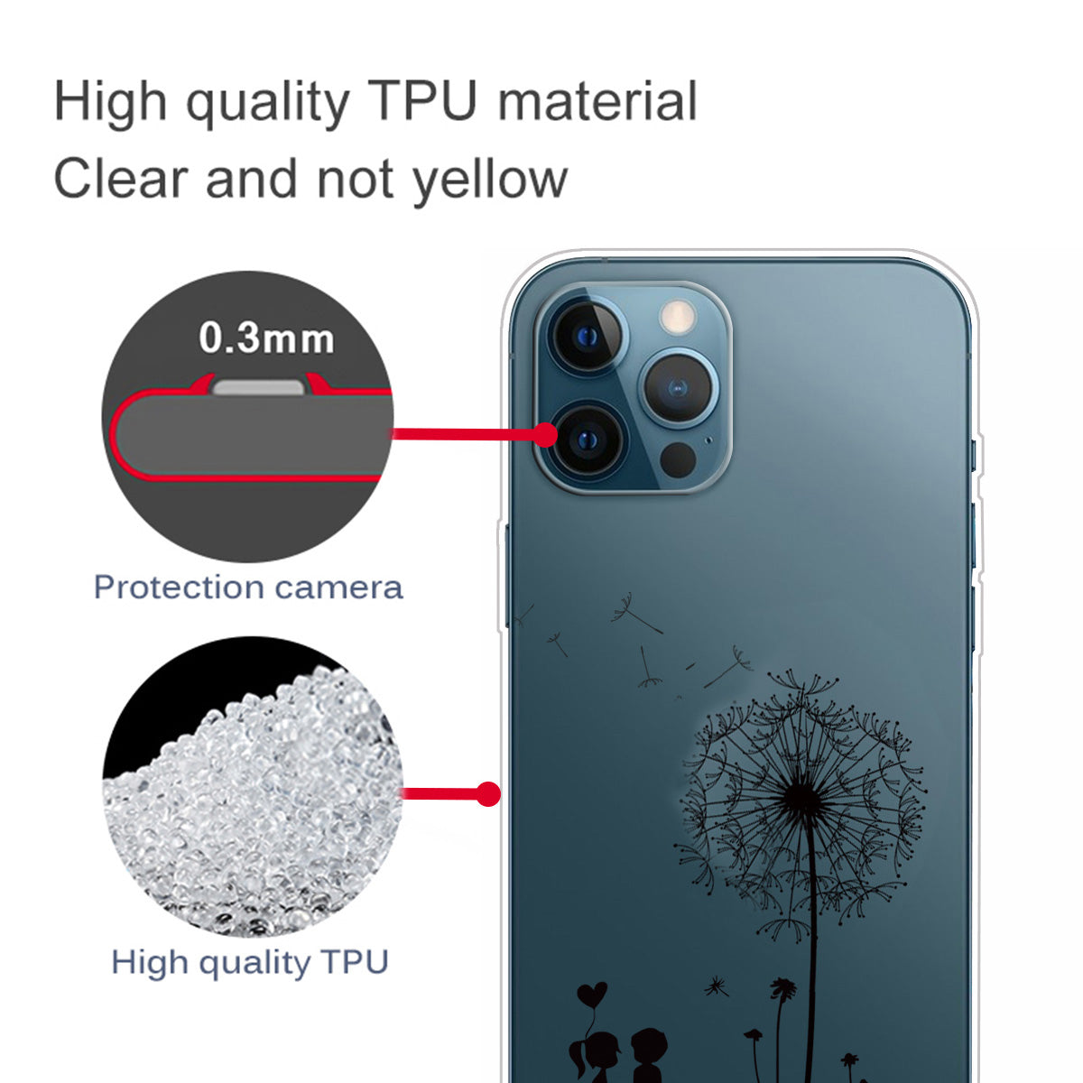 Soft TPU Shock Absorption Slim Pattern Printing Transparent Protective Case for iPhone 13 Pro 6.1 inch
