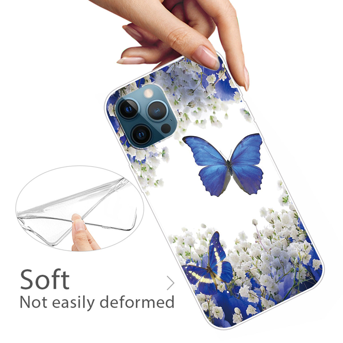 Soft TPU Shock Absorption Slim Pattern Printing Transparent Protective Case for iPhone 13 Pro 6.1 inch