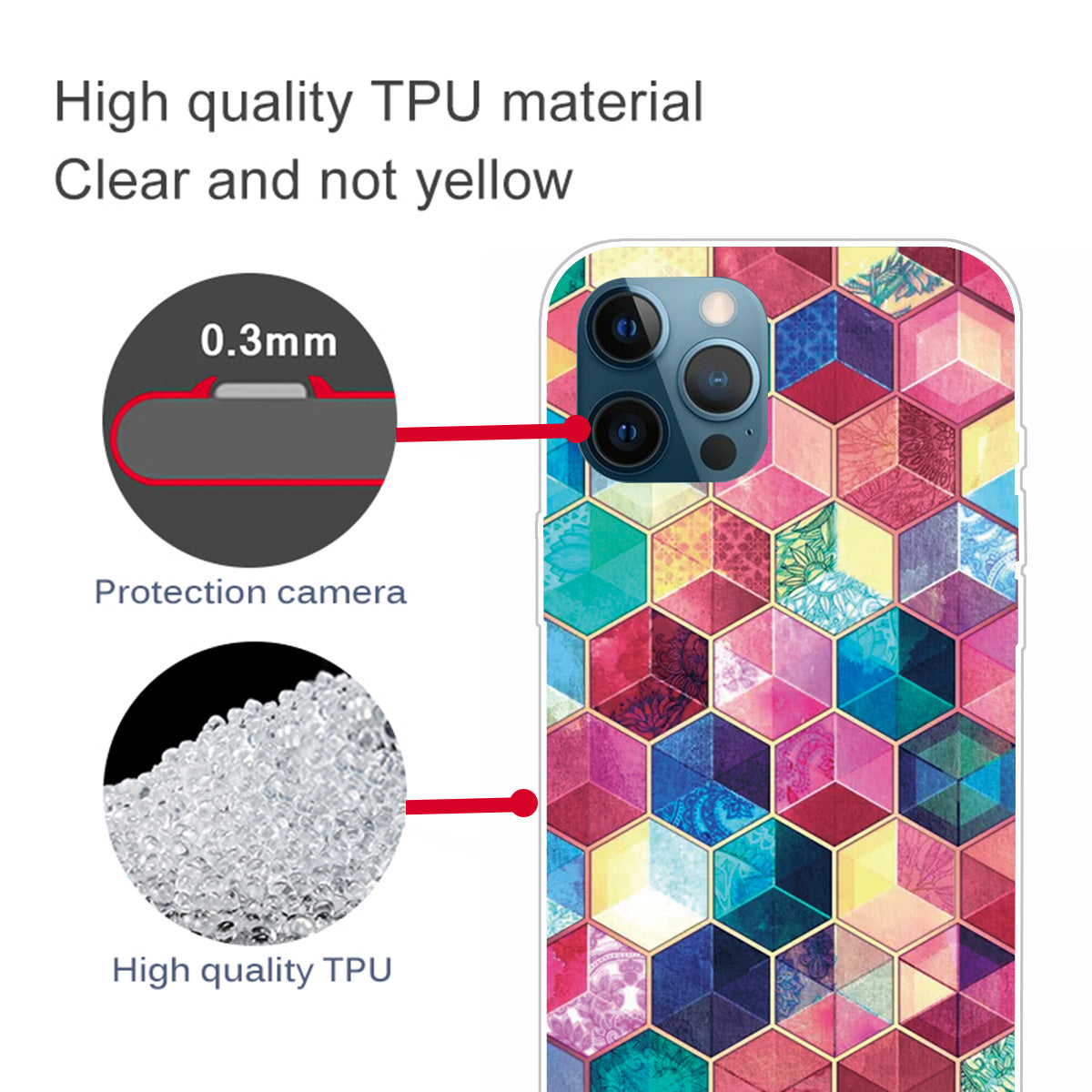 Clear Pattern Printing Design Case Soft Flexible TPU Anti-Yellowing Thin Shockproof Protective Cover for iPhone 13 Pro 6.1 inch