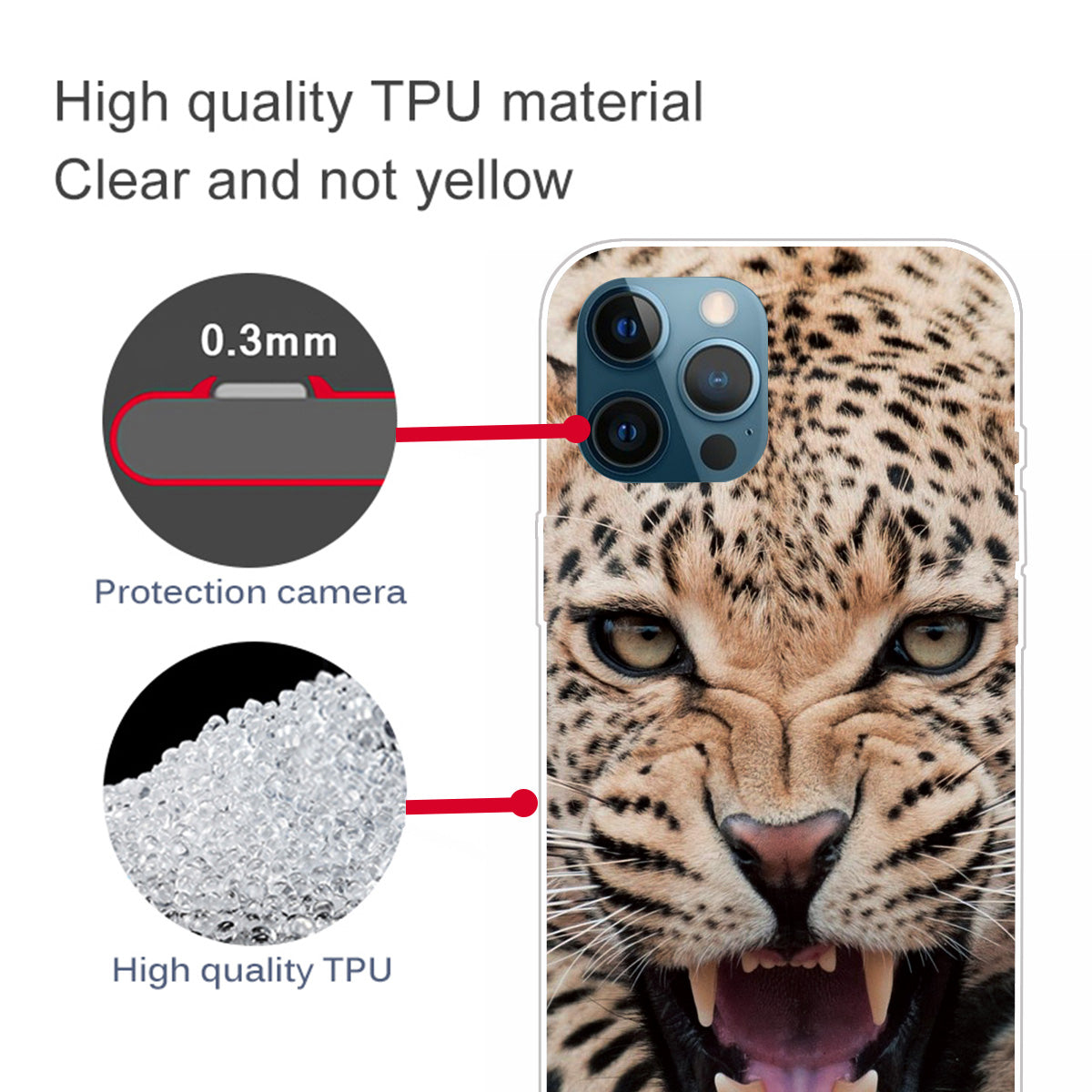 Clear Pattern Printing Design Case Soft Flexible TPU Anti-Yellowing Thin Shockproof Protective Cover for iPhone 13 Pro 6.1 inch