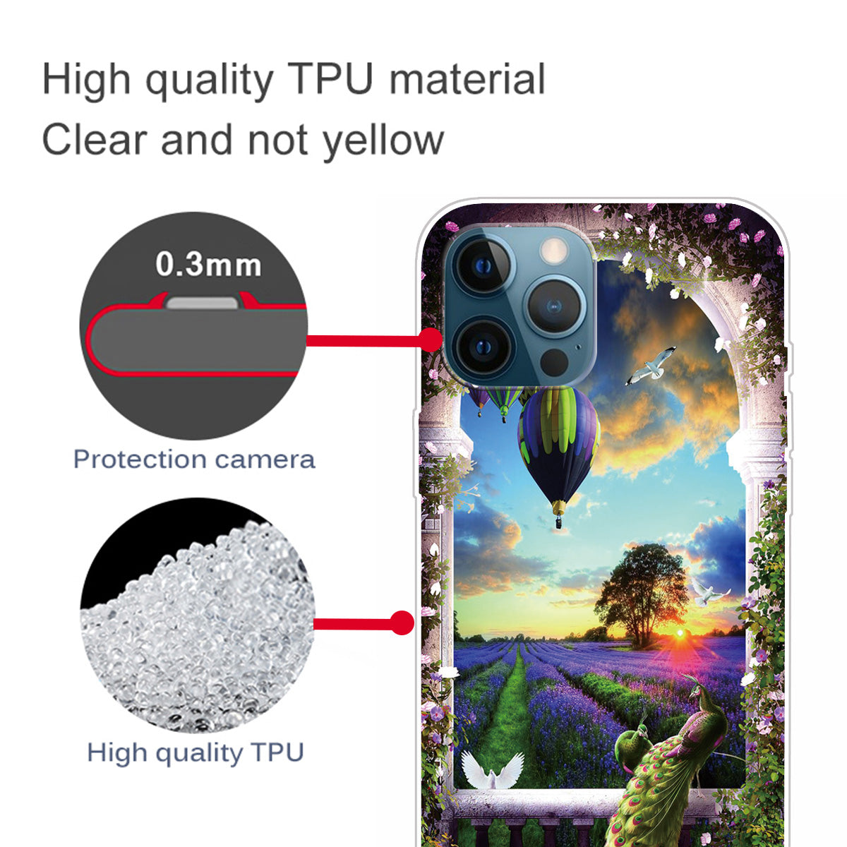 Pattern Printing IMD Workmanship TPU Back Case for iPhone 13 Pro 6.1-inch