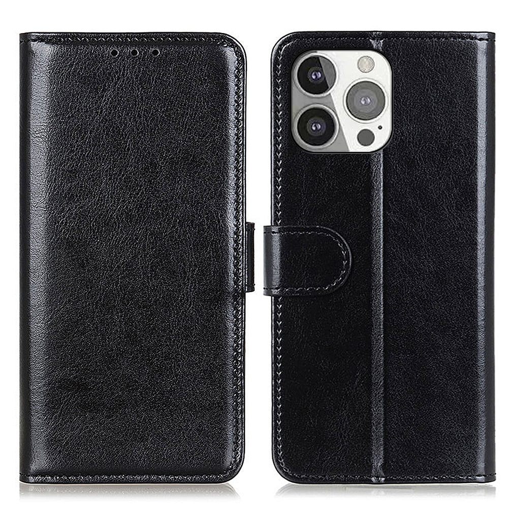 Crazy Horse All-round Protection Wallet Leather Phone Stand Case for iPhone 13 Pro 6.1 inch