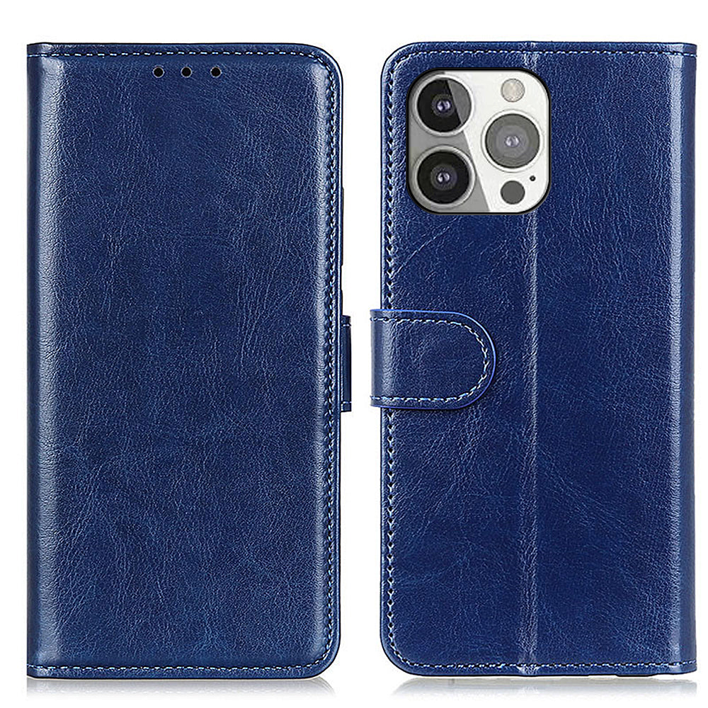 Crazy Horse All-round Protection Wallet Leather Phone Stand Case for iPhone 13 Pro 6.1 inch