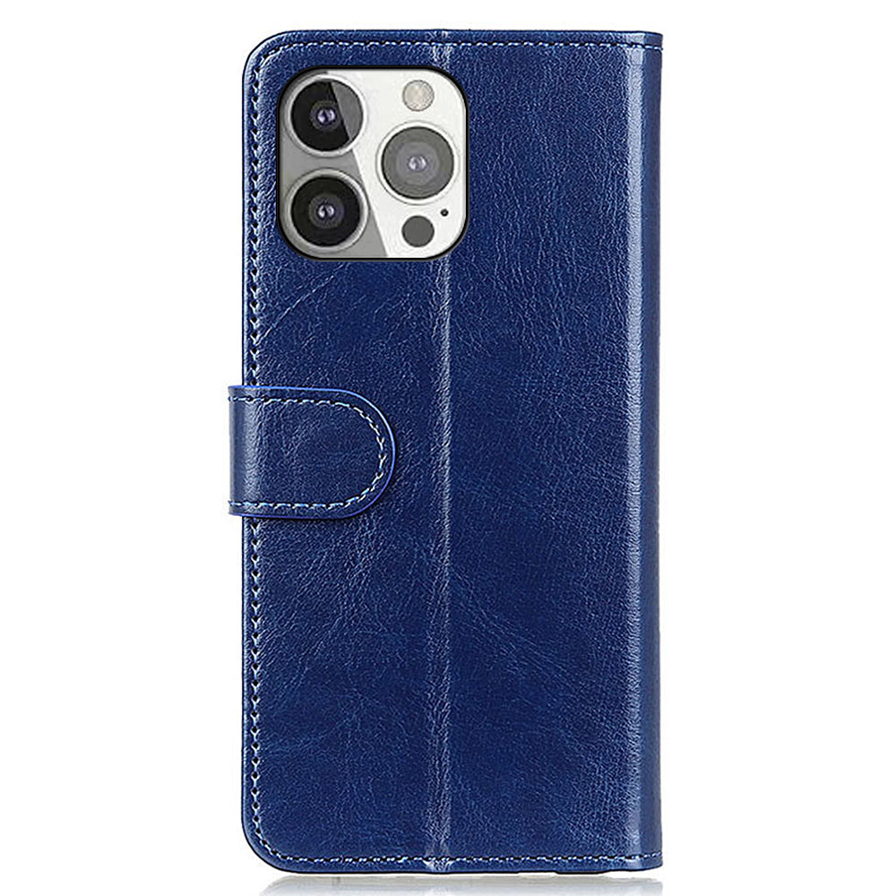 Crazy Horse All-round Protection Wallet Leather Phone Stand Case for iPhone 13 Pro 6.1 inch