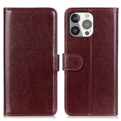 Crazy Horse All-round Protection Wallet Leather Phone Stand Case for iPhone 13 Pro 6.1 inch