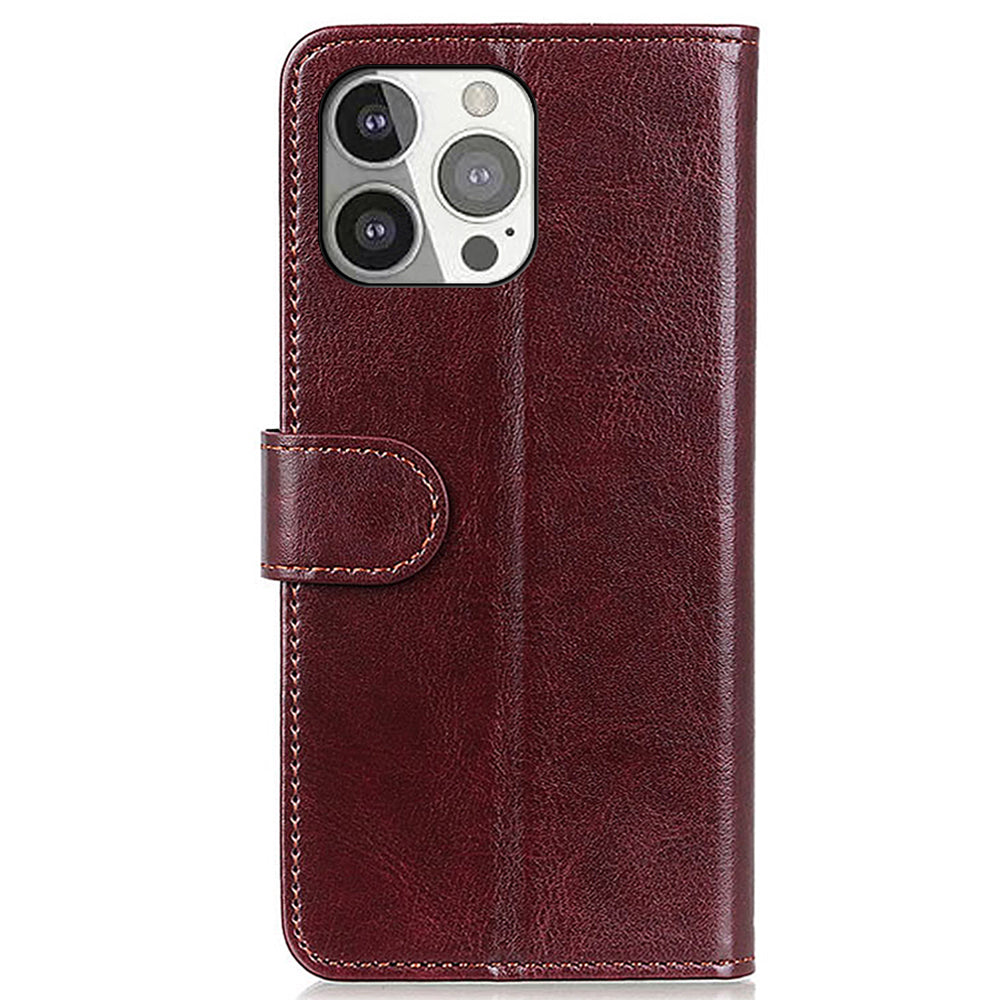 Crazy Horse All-round Protection Wallet Leather Phone Stand Case for iPhone 13 Pro 6.1 inch