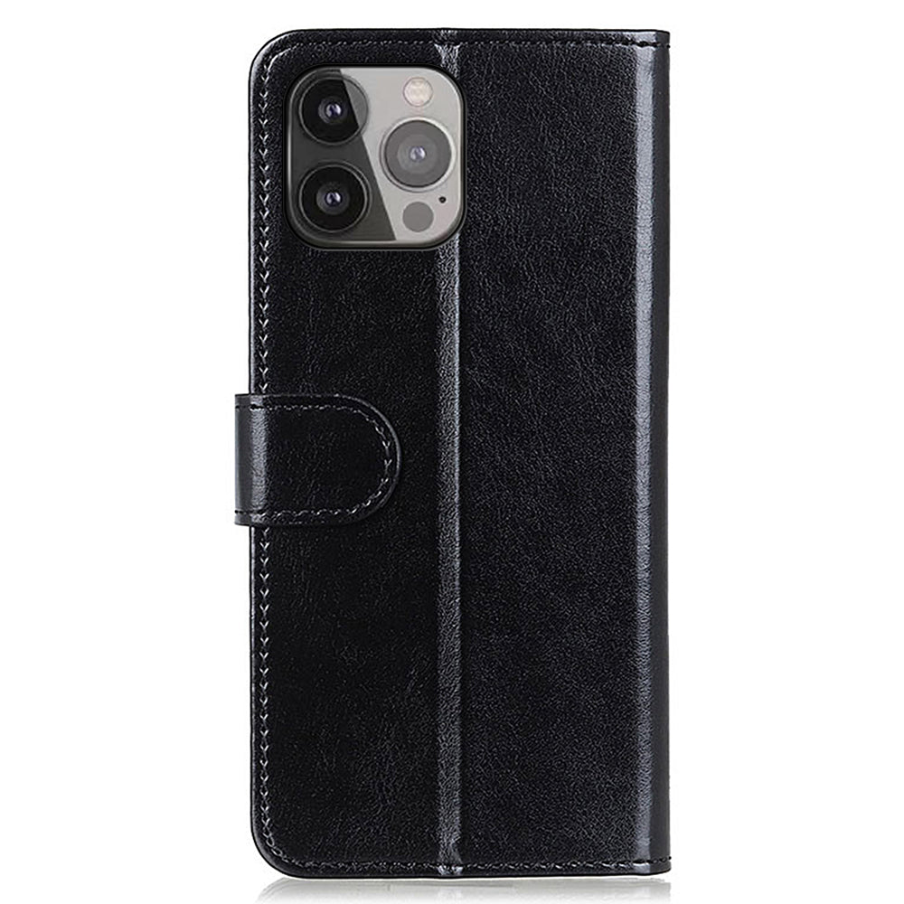 Crazy Horse Texture Design Premium PU Leather Folio Flip Stand Feature Magnetic Closure Case Cover for 	iPhone 13 Pro Max 6.7 inch