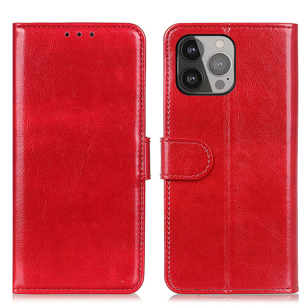 Crazy Horse Texture Design Premium PU Leather Folio Flip Stand Feature Magnetic Closure Case Cover for 	iPhone 13 Pro Max 6.7 inch