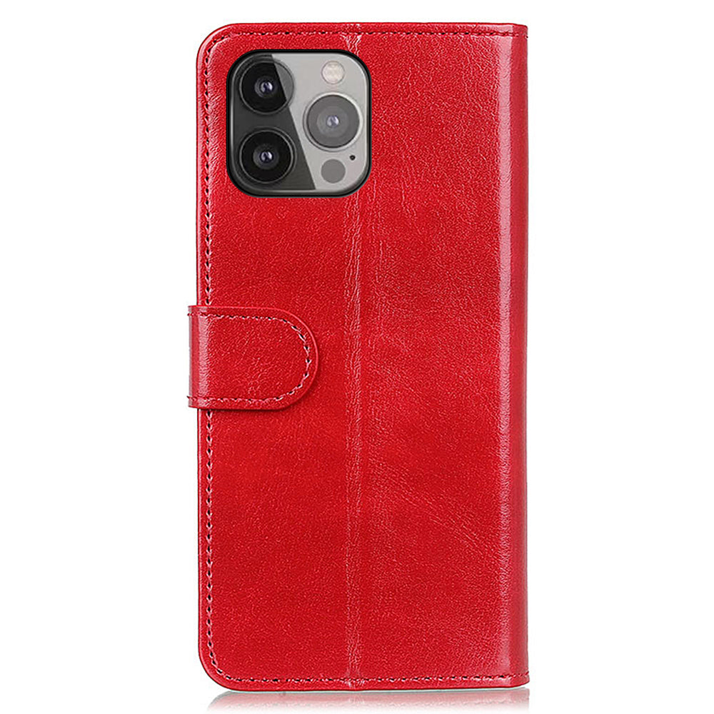 Crazy Horse Texture Design Premium PU Leather Folio Flip Stand Feature Magnetic Closure Case Cover for 	iPhone 13 Pro Max 6.7 inch