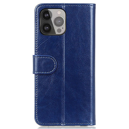 Crazy Horse Texture Design Premium PU Leather Folio Flip Stand Feature Magnetic Closure Case Cover for 	iPhone 13 Pro Max 6.7 inch