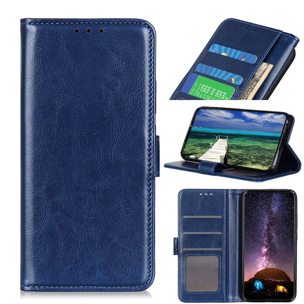 Crazy Horse Texture Design Premium PU Leather Folio Flip Stand Feature Magnetic Closure Case Cover for 	iPhone 13 Pro Max 6.7 inch