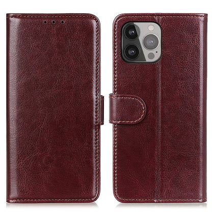 Crazy Horse Texture Design Premium PU Leather Folio Flip Stand Feature Magnetic Closure Case Cover for 	iPhone 13 Pro Max 6.7 inch