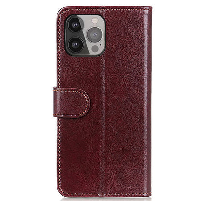 Crazy Horse Texture Design Premium PU Leather Folio Flip Stand Feature Magnetic Closure Case Cover for 	iPhone 13 Pro Max 6.7 inch