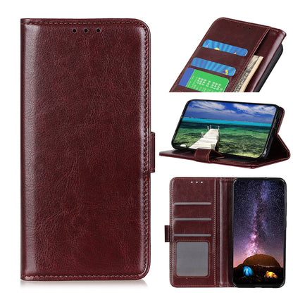 Crazy Horse Texture Design Premium PU Leather Folio Flip Stand Feature Magnetic Closure Case Cover for 	iPhone 13 Pro Max 6.7 inch