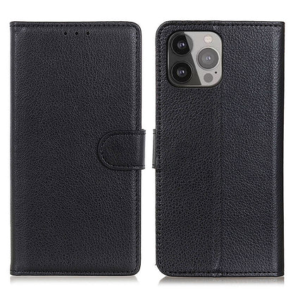 For iPhone 13 Pro Max 6.7 inch Phone Wallet Case Litchi Texture Leather Drop-proof Phone Protector with Stand