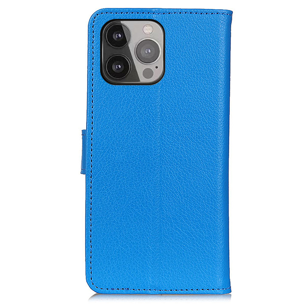 For iPhone 13 Pro Max 6.7 inch Phone Wallet Case Litchi Texture Leather Drop-proof Phone Protector with Stand