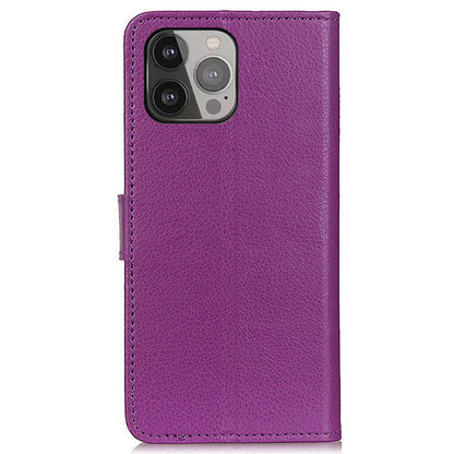 For iPhone 13 Pro Max 6.7 inch Phone Wallet Case Litchi Texture Leather Drop-proof Phone Protector with Stand