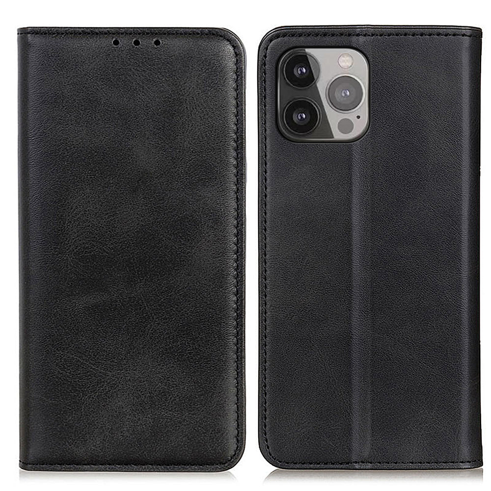 Split Leather Auto-absorbed Wallet Stand Phone Cover for iPhone 13 Pro Max 6.7 inch