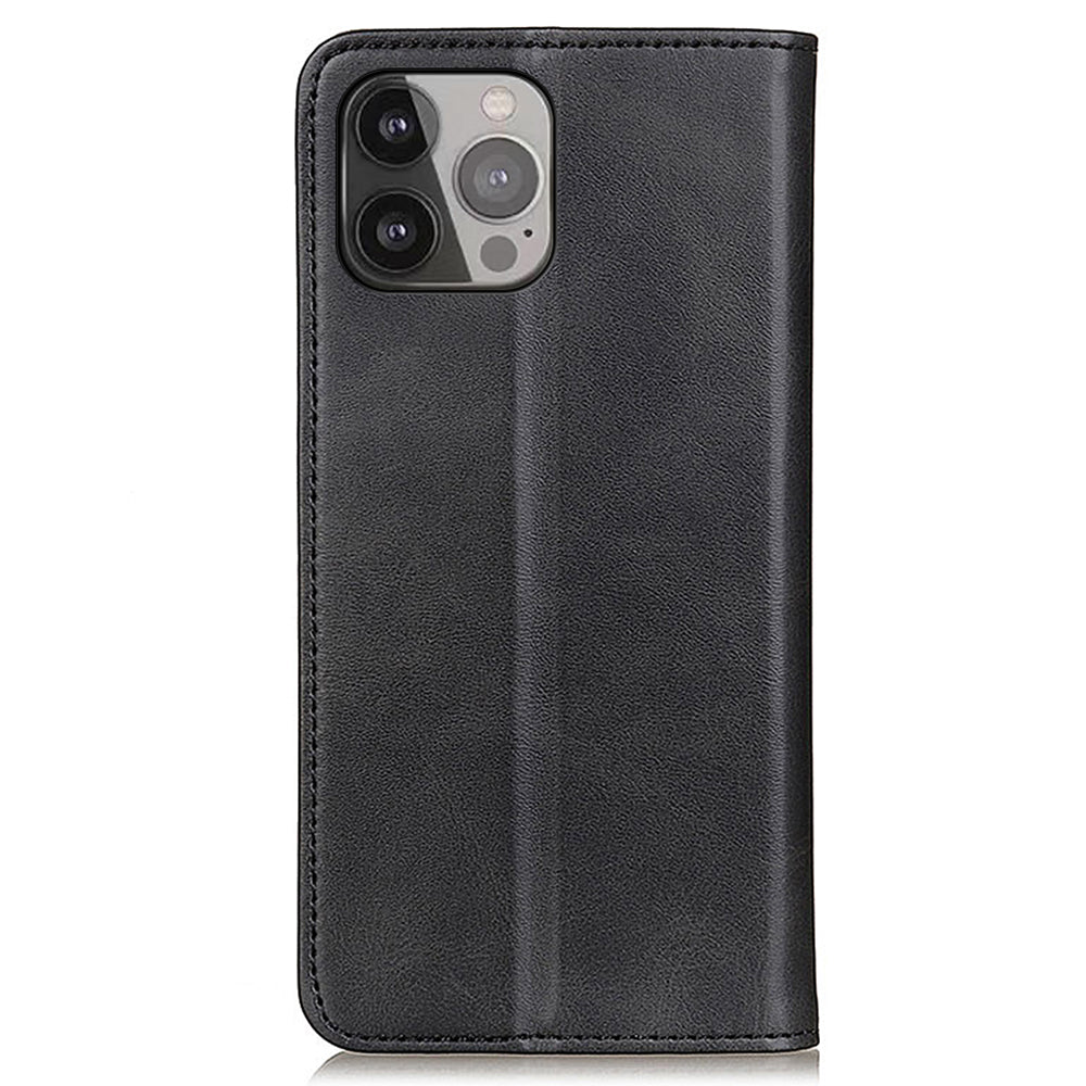 Split Leather Auto-absorbed Wallet Stand Phone Cover for iPhone 13 Pro Max 6.7 inch