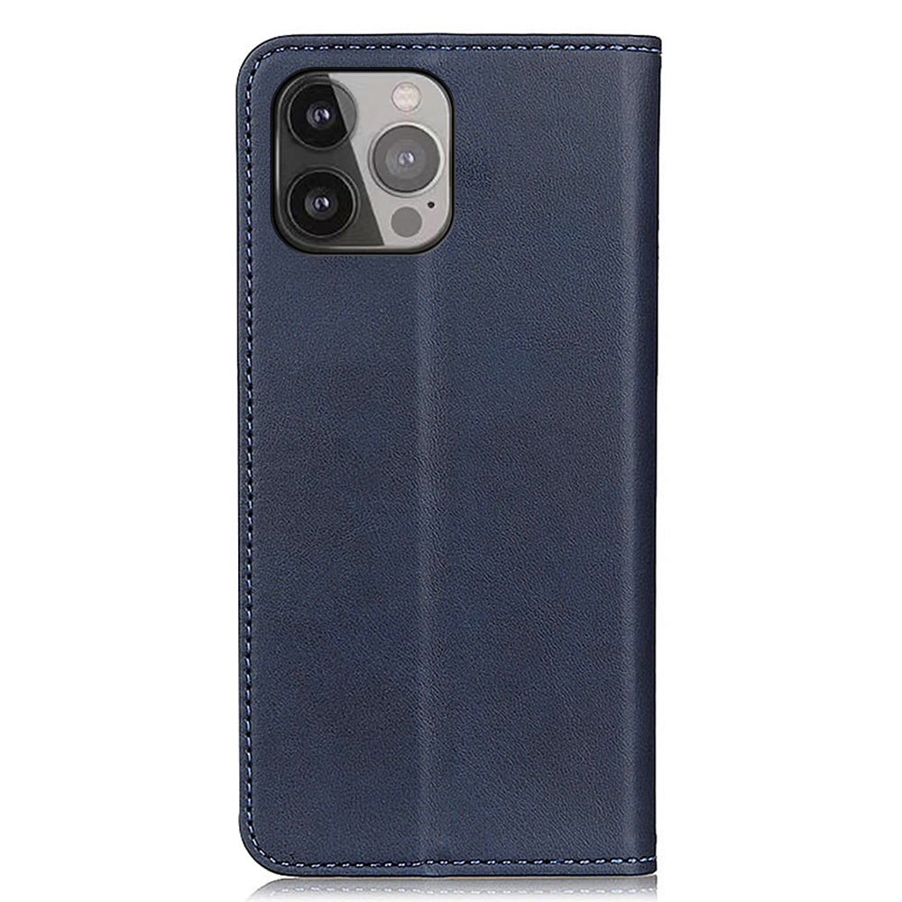 Split Leather Auto-absorbed Wallet Stand Phone Cover for iPhone 13 Pro Max 6.7 inch