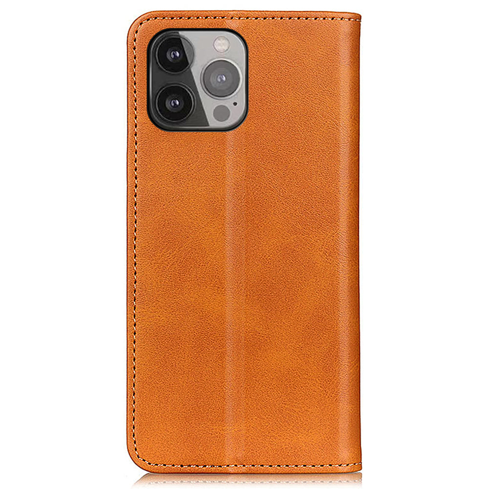 Split Leather Auto-absorbed Wallet Stand Phone Cover for iPhone 13 Pro Max 6.7 inch