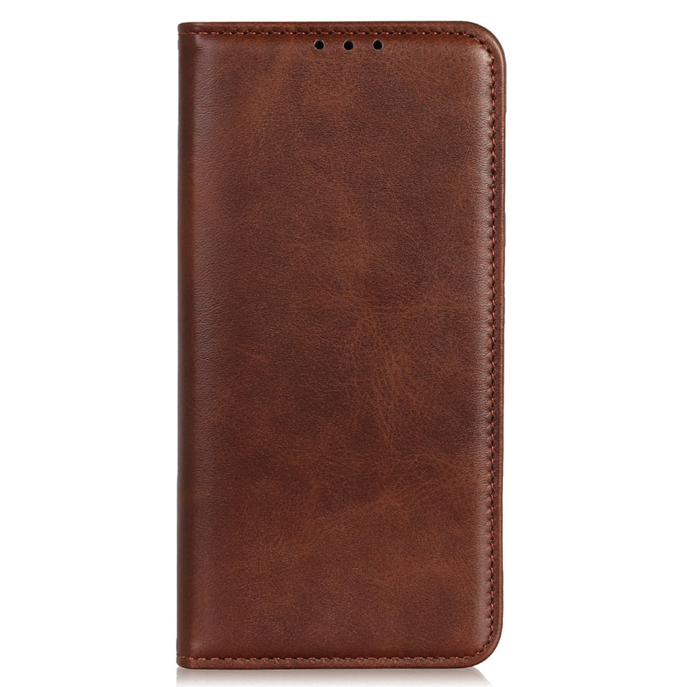 Split Leather Auto-absorbed Wallet Stand Phone Cover for iPhone 13 Pro Max 6.7 inch