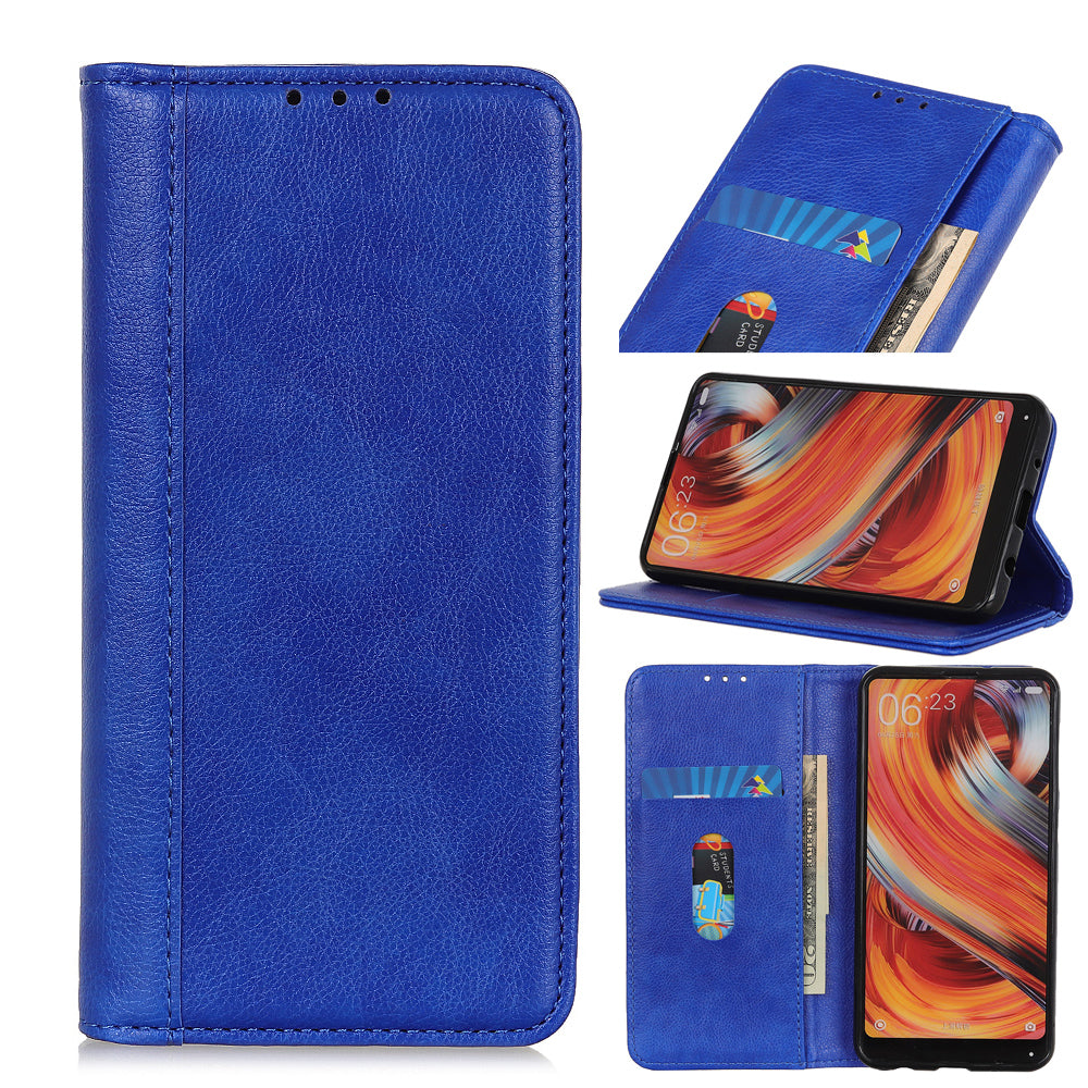 Litchi Texture Magnetic Auto-absorbed Split Leather Wallet Stand Phone Cover Case for iPhone 13 Pro Max 6.7 inch