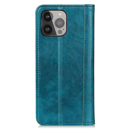 Litchi Texture Magnetic Auto-absorbed Split Leather Wallet Stand Phone Cover Case for iPhone 13 Pro Max 6.7 inch