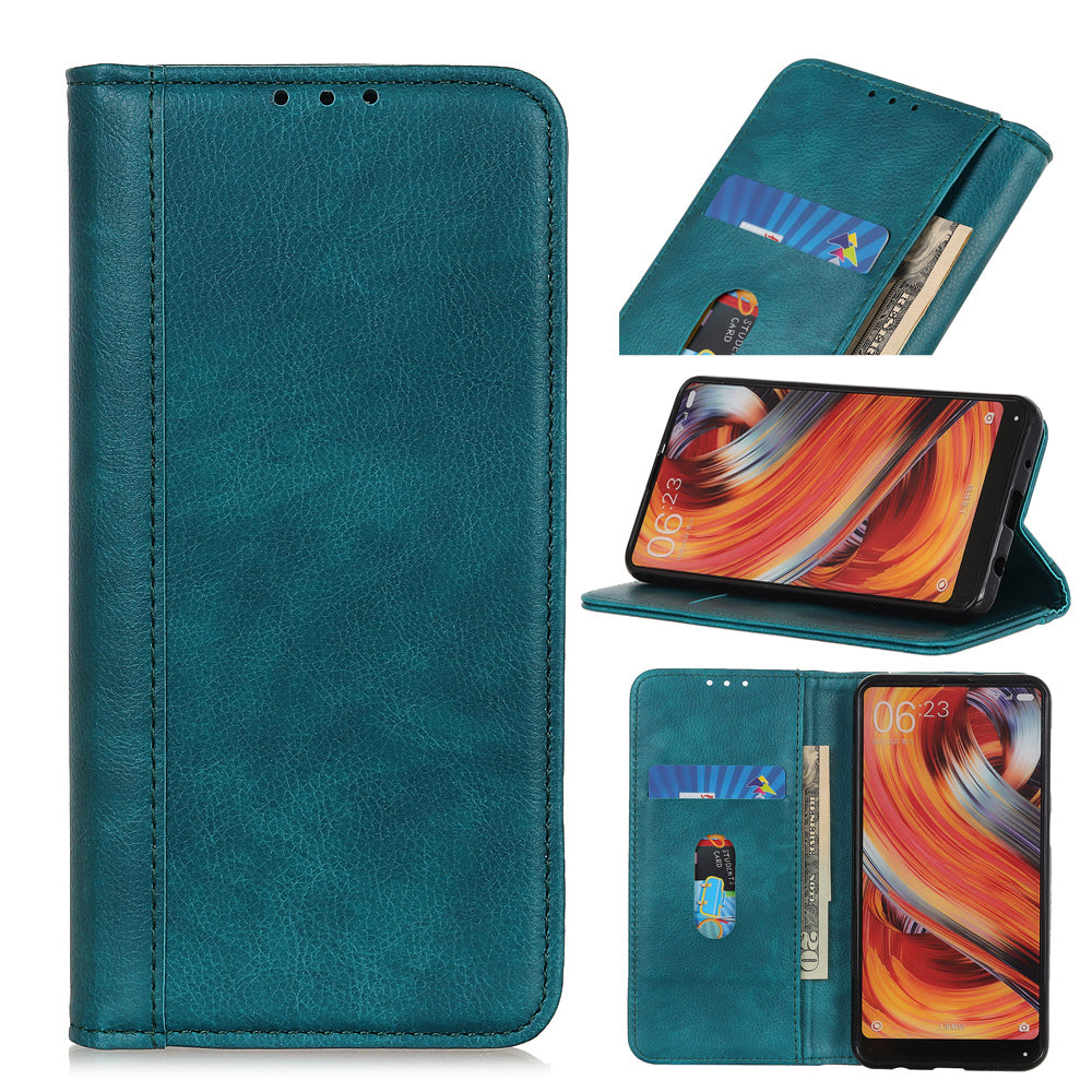 Litchi Texture Magnetic Auto-absorbed Split Leather Wallet Stand Phone Cover Case for iPhone 13 Pro Max 6.7 inch