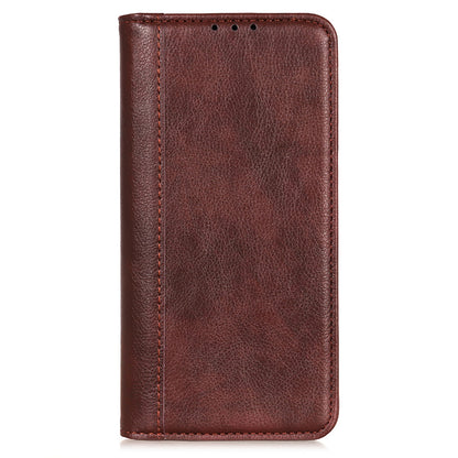 Litchi Texture Magnetic Auto-absorbed Split Leather Wallet Stand Phone Cover Case for iPhone 13 Pro Max 6.7 inch