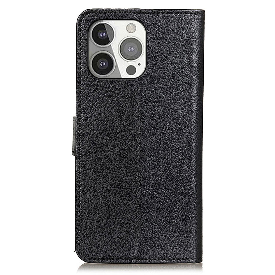 All-round Protection Classic Litchi Texture Leather Wallet Design Stand Case for iPhone 13 Pro 6.1 inch