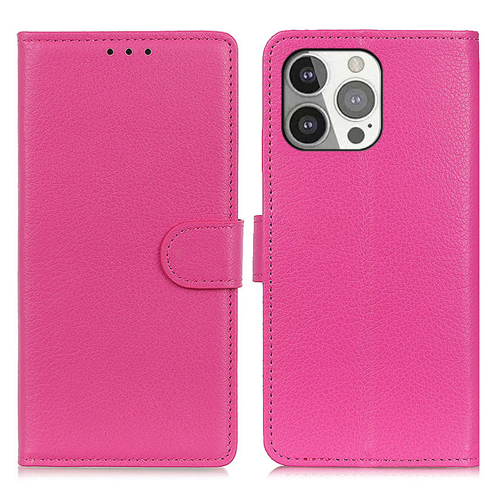 All-round Protection Classic Litchi Texture Leather Wallet Design Stand Case for iPhone 13 Pro 6.1 inch