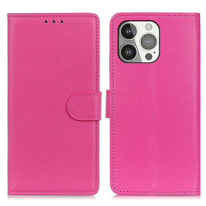 All-round Protection Classic Litchi Texture Leather Wallet Design Stand Case for iPhone 13 Pro 6.1 inch