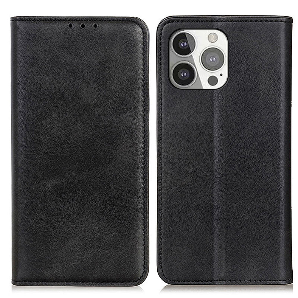 All-round Protection Auto-Absorbed Split Leather Wallet Stand Phone Cover for iPhone 13 Pro 6.1 inch