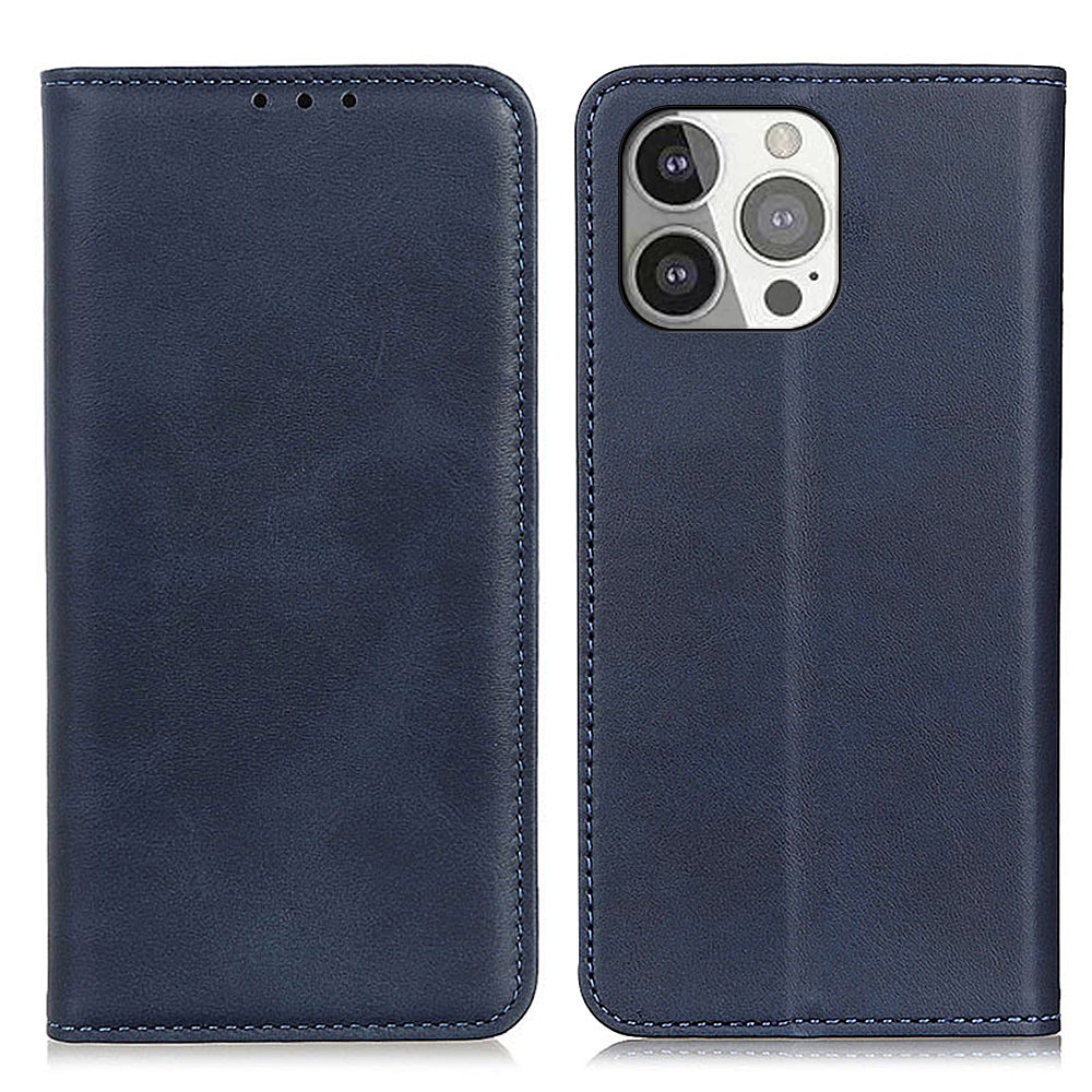 All-round Protection Auto-Absorbed Split Leather Wallet Stand Phone Cover for iPhone 13 Pro 6.1 inch