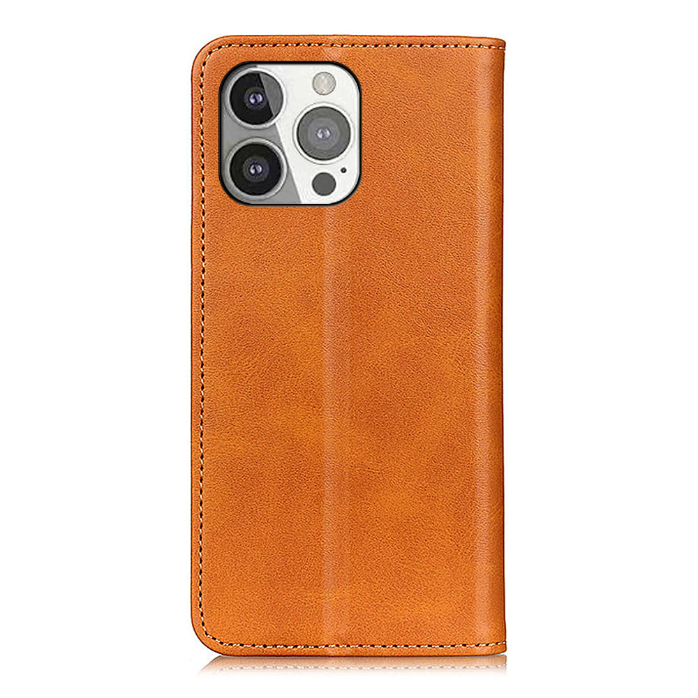 All-round Protection Auto-Absorbed Split Leather Wallet Stand Phone Cover for iPhone 13 Pro 6.1 inch