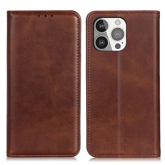 All-round Protection Auto-Absorbed Split Leather Wallet Stand Phone Cover for iPhone 13 Pro 6.1 inch