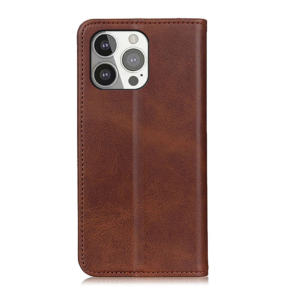 All-round Protection Auto-Absorbed Split Leather Wallet Stand Phone Cover for iPhone 13 Pro 6.1 inch