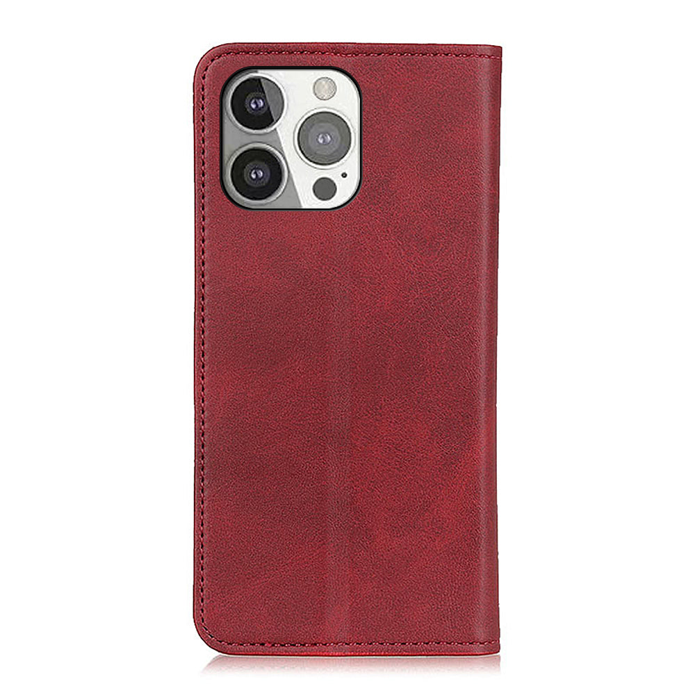 All-round Protection Auto-Absorbed Split Leather Wallet Stand Phone Cover for iPhone 13 Pro 6.1 inch