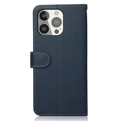 KHAZNEH Litchi Texture RFID Anti-theft Swiping Function Leather Phone Case for iPhone 13 Pro 6.1 inch