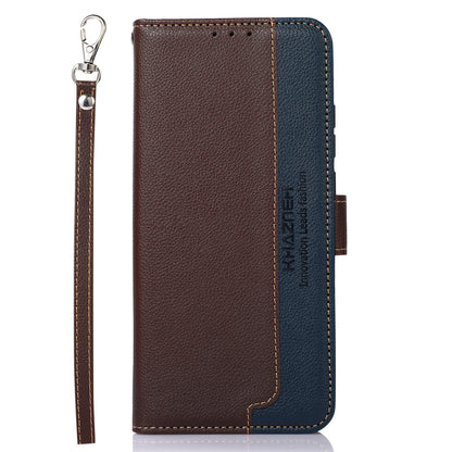 KHAZNEH Litchi Texture RFID Anti-theft Swiping Function Leather Phone Case for iPhone 13 Pro 6.1 inch